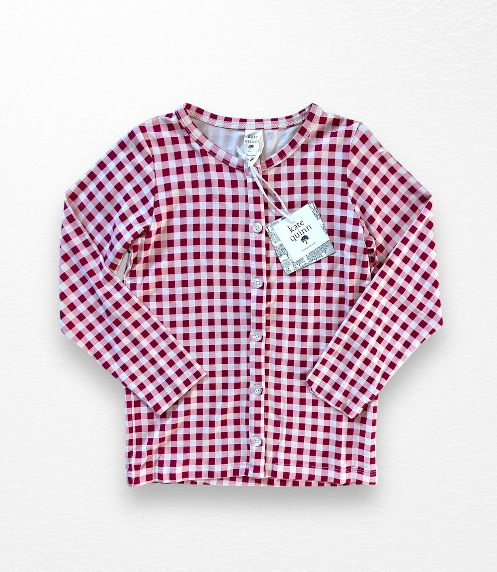 NWT Bamboo Gingham Cardigan, Size 5Y